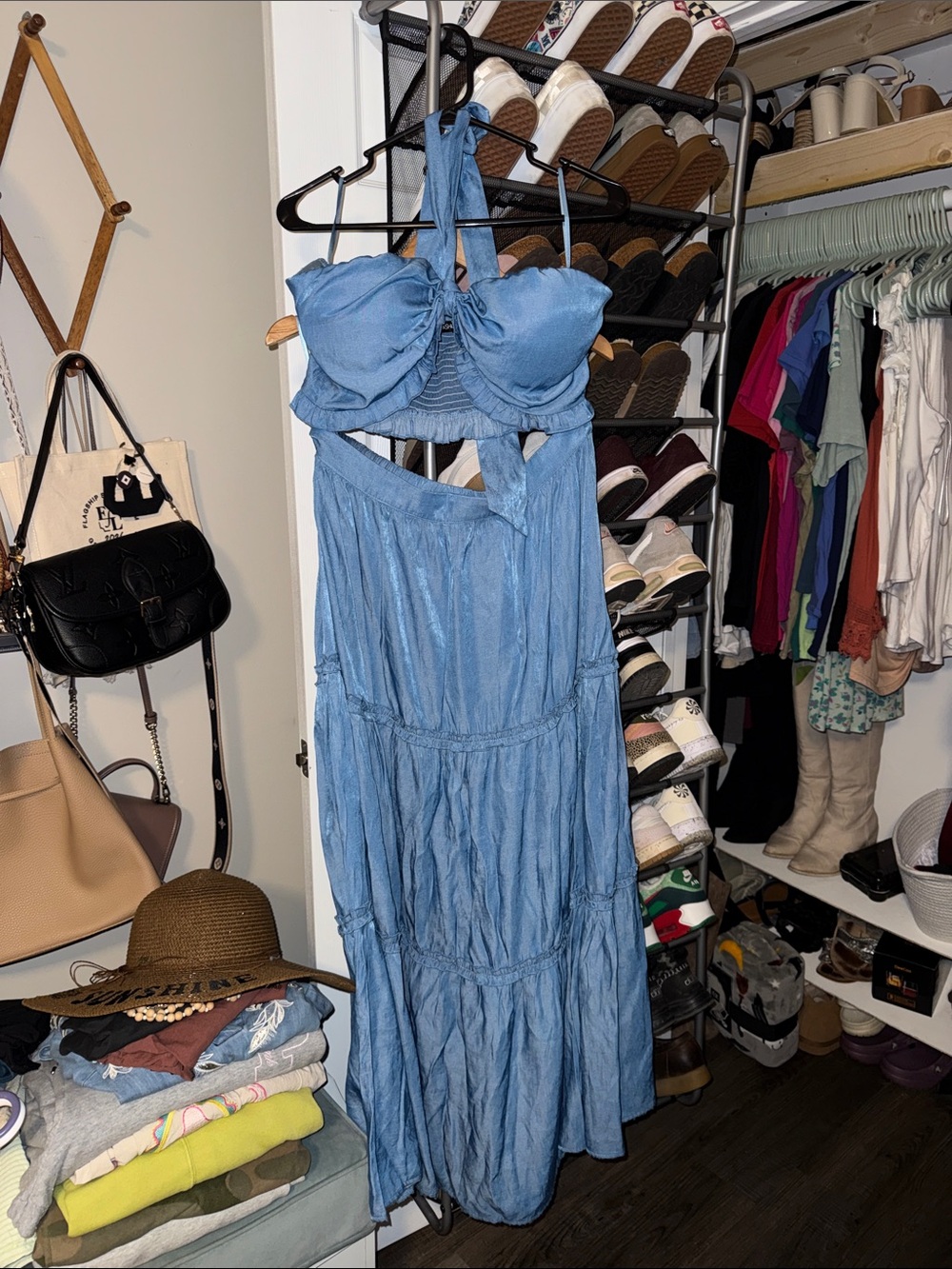 Fashion Nova Light 2 piece skirt and top with Tie